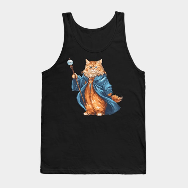 The Magical Tabby Cat Wizard Tank Top by Nativusus